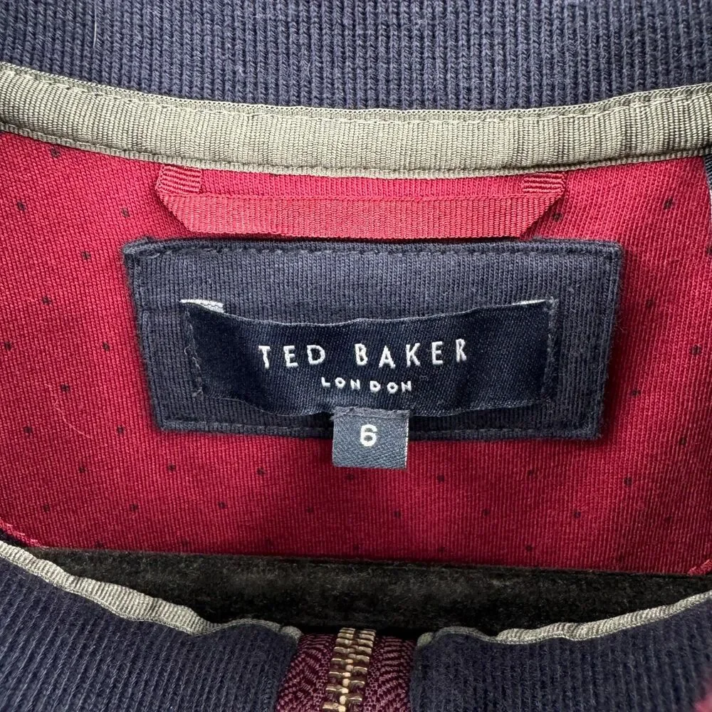 TED BAKER Caravan Navy Blue Quarter Zip Pullover Sweater Size 6 or 2XL XXL